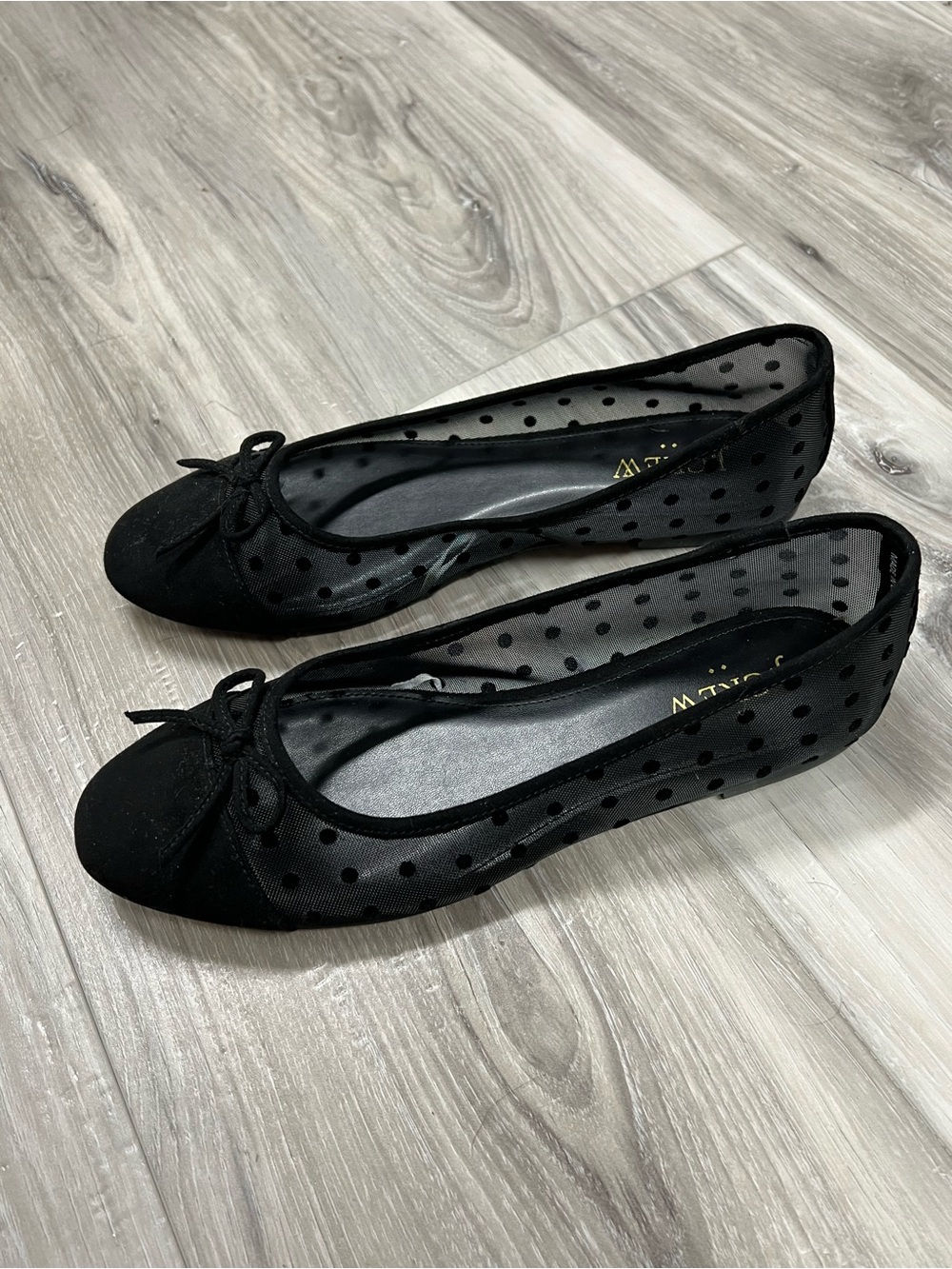 J. Crew Black Polka Dot Mesh Ballet Flats